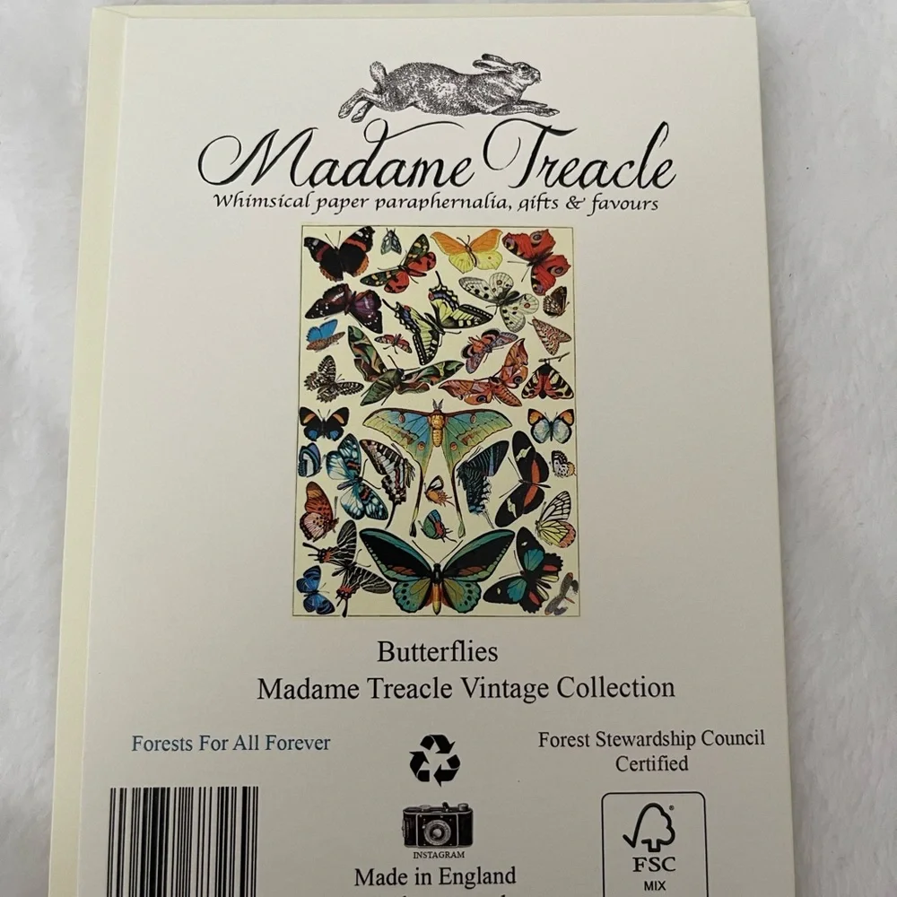 2 New Madame Treacle Greeting Cards Butterflies and Dogs Moon Gazing Vintage